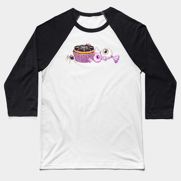 Trick or Treats - Halloween - Candy Baseball T-Shirt by AkiraKiita